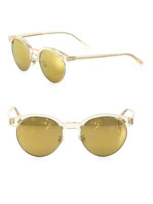 Oliver Peoples Ezelle 51mm Round Mirrored Sunglasses
