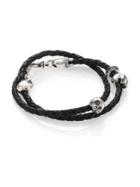 King Baby Studio Thin-braided Double Wrap Leather Bracelet