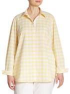 Lafayette 148 New York, Plus Size Brody Gingham Stretch-cotton Blouse