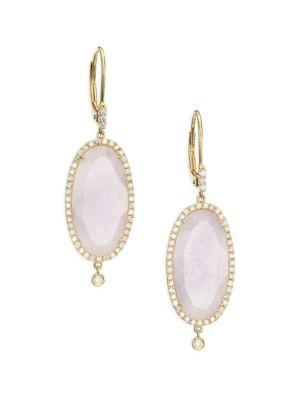 Meira T Purple Jade, Diamond & 14k Yellow Gold Drop Earrings
