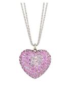 Renee Lewis 18k White Gold & Pink Sapphire Heart Pendant Necklace