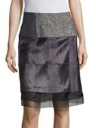 Carolina Herrera Lamb Fur Paneled Skirt