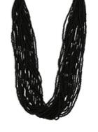 Kenneth Jay Lane Multi-row Seed Bead Necklace/black