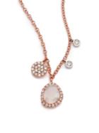 Meira T Chalcedony, Mother-of-pearl, Diamond & 14k Rose Gold Charm Necklace
