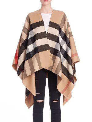 Burberry Charlotte Reversible Check Wool Cape