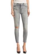Mother Looker High-waist Distressed Skinny Jeans