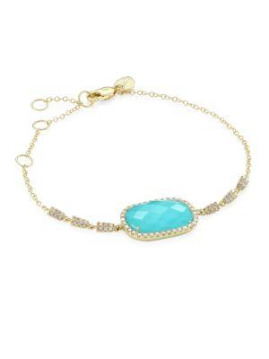 Meira T Diamond, Turquoise Doublet & 14k Yellow Gold Bracelet
