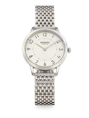 Hermes Watches Slim D'hermes Pm Stainless Steel Bracelet Watch