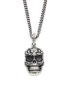 King Baby Studio Sterling Silver Carved Baroque Skull Pendant Necklace