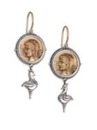 Konstantino Kerma Bronze & Sterling Silver Coin Drop Earrings