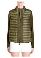 Moncler Down Quilted & Knit Zip Front Cardigan