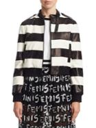 Alice + Olivia Nixon Striped Leather Jacket