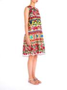 Dolce & Gabbana Printed Embroidered Lace Inset Dress