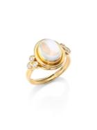 Temple St. Clair Classic Oval Diamond, Royal Blue Moonstone & 18k Yellow Gold Ring