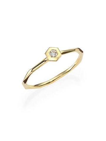 Ron Hami Rain Diamond & 18k Yellow Gold Hexagon Boutique Ring