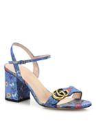 Gucci Marmont Gg Flora-print Leather Block-heel Sandals