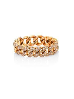 Shay Essentials Pave Diamond & 18k Rose Gold Link Ring