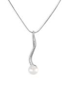 Majorica 10mm White Organic Pearl & Crystal Pendant Necklace