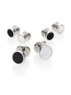 David Donahue Sterling Silver, Onyx & Mother Of Pearl Reversible Stud Set