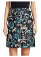 Prada Cloque Twist Belted Floral Skirt