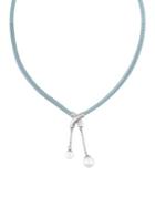 Majorica New Isla 7-9mm Pearl & Leather Necklace