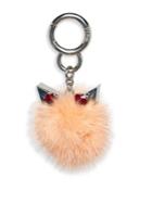 Fendi Mink Fur & Crystal Pom-pom Key Charm