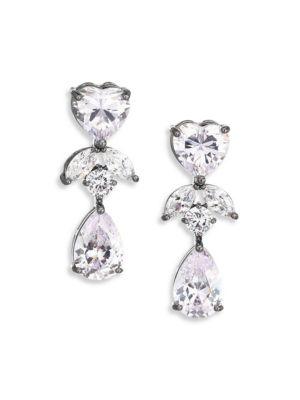 Fallon Monarch Crystal Heart Double-drop Earrings