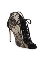 Jimmy Choo Freya 100 Lace & Suede Lace-up Booties