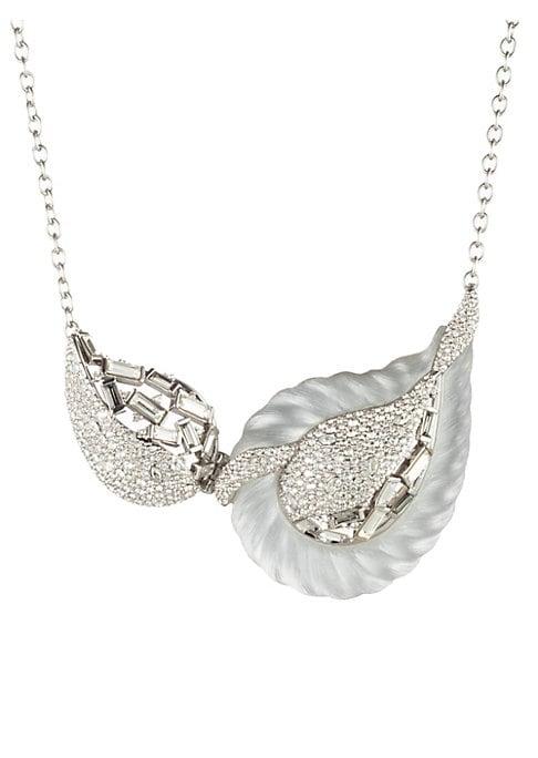 Alexis Bittar Frosted Crystal Paisley Rope Hinged Bib Necklace