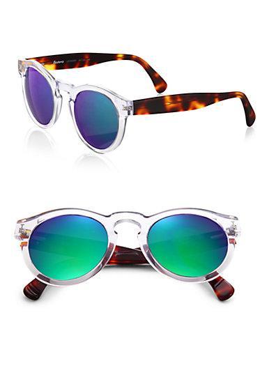 Illesteva Leonard Clear & Havana Mirrored Sunglasses