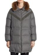 Brunello Cucinelli Reversible Fox Fur & Flannel Puffer Coat