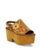 See By Chloe Dakota Embroidered Suede Platform Clogs