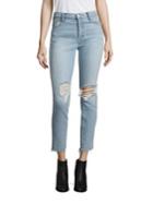 Mother Miranda Kerr X Mother Easy Does It High-rise Distressed Skinny Ankle Jeans