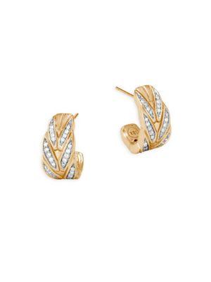 John Hardy Modern 18k Gold & Diamond Earrings