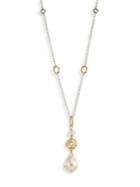 John Hardy 15mm White Baroque Pearl, White Moonstone & Sterling Silver Station Necklace