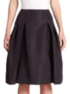 Carolina Herrera Icon Collection Silk Faille Pleated Skirt