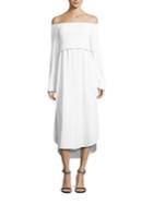 Dkny Off-the-shoulder Button Through Sweater Overlay Dress