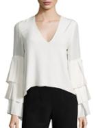 Alexis Valencia Silk Tiered Bell Sleeve Top