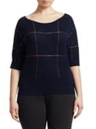 Marina Rinaldi, Plus Size Artefice Knit Wool Short-sleeve Sweater