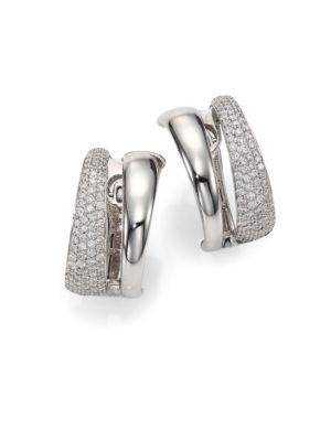 Roberto Coin Scalare Diamond & 18k White Gold Huggie Earrings