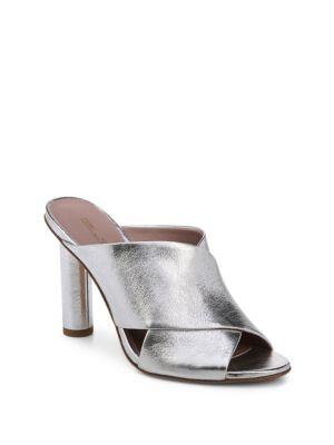 Diane Von Furstenberg Emilyn Metallic Leather Mules