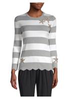 Michael Kors Collection Striped Embellished Cotton Sweater