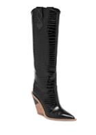 Fendi Stamped Croc Leather Knee-high Cowboy Boots