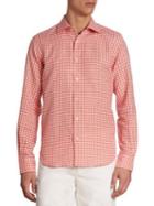 Saks Fifth Avenue Collection Gingham Checked Linen-blend Shirt