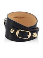 Balenciaga Carry Over Stamp Croc Wrap Leather Bracelet