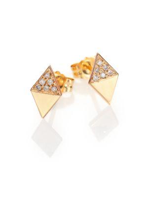 Zoe Chicco Diamond & 14k Yellow Gold Double Triangle Stud Earrings