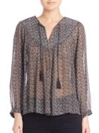 Joie Babah Snake Texture Printed Silk Blouse