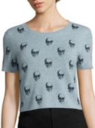 360 Cashmere Livia Skull-print Cropped Cashmere Sweater