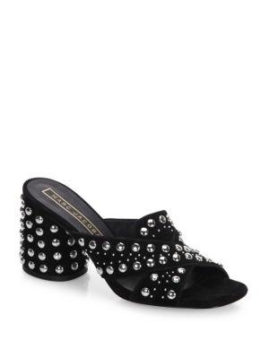 Marc Jacobs Aurora Leather Studded Crisscross Strap Mules
