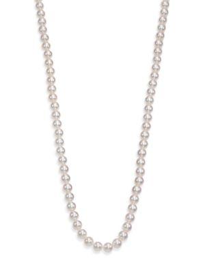 Mikimoto 7mm-7.5mm White Cultured Akoya Pearl & 18k White Gold Strand Necklace/40